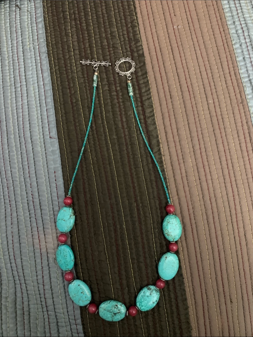 Turquoise and Red coral Women’s Necklace - Unbranded